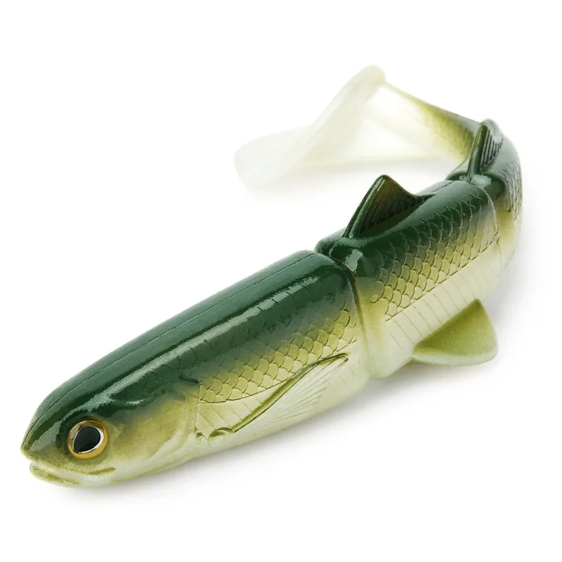1PC 22cm T-Tail 3-Jointed Soft Swimbait – Slow Sink Long Cast Fishing Lure, Big Paddle Tail Realistic Swimming Action for Pike