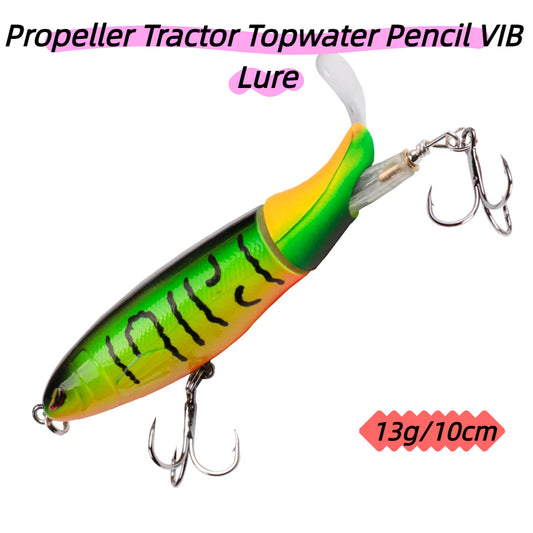 13g 10cm Propeller Tractor Topwater Pencil VIB Lure Hard Bait with Rotating Tail for Pike Bass