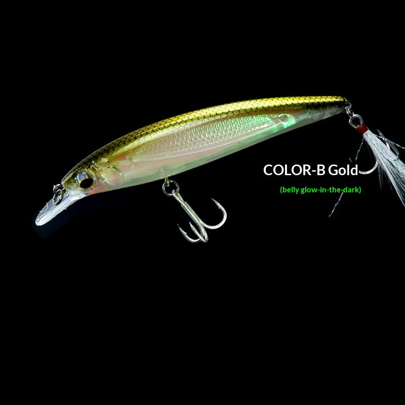 Floating Minnow Lure Built-in Laser Inside Rattle Bead Glow In Dark Artificial Bait Freshwater Saltwater Fishing Lure For Bass Topmouth Culter