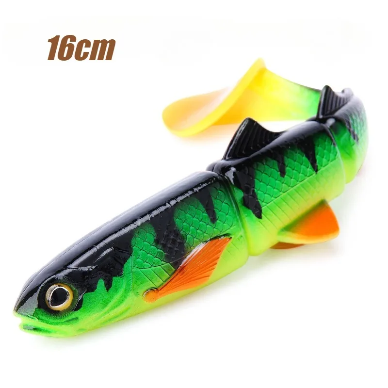 1PC 22cm T-Tail 3-Jointed Soft Swimbait – Slow Sink Long Cast Fishing Lure, Big Paddle Tail Realistic Swimming Action for Pike