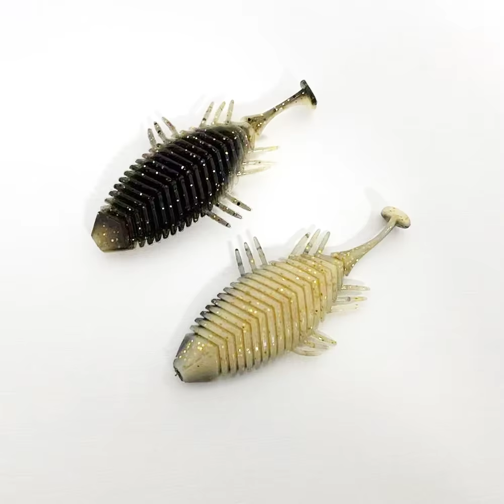 4PCS 7.5cm Sow Bug T-tail, Highly Active Mimicry, Ideal for Finesse Fishing, Slow-sinking & Twitching Action, Soft Lure.
