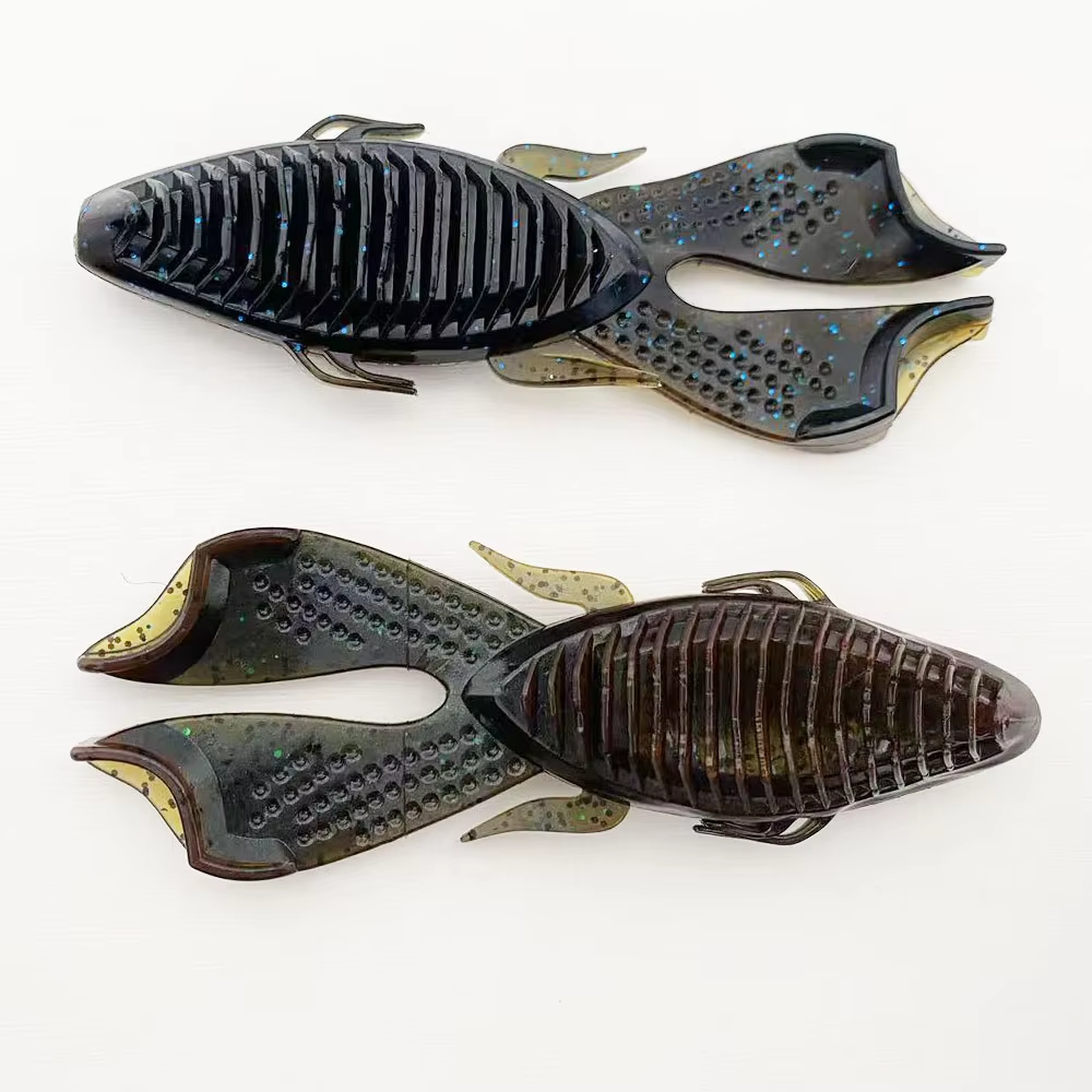 4PCS 9cm Dual-Color Punch Bait | Weedless Realistic Craw Soft Lure for Heavy Cover Bass & Snakehead
