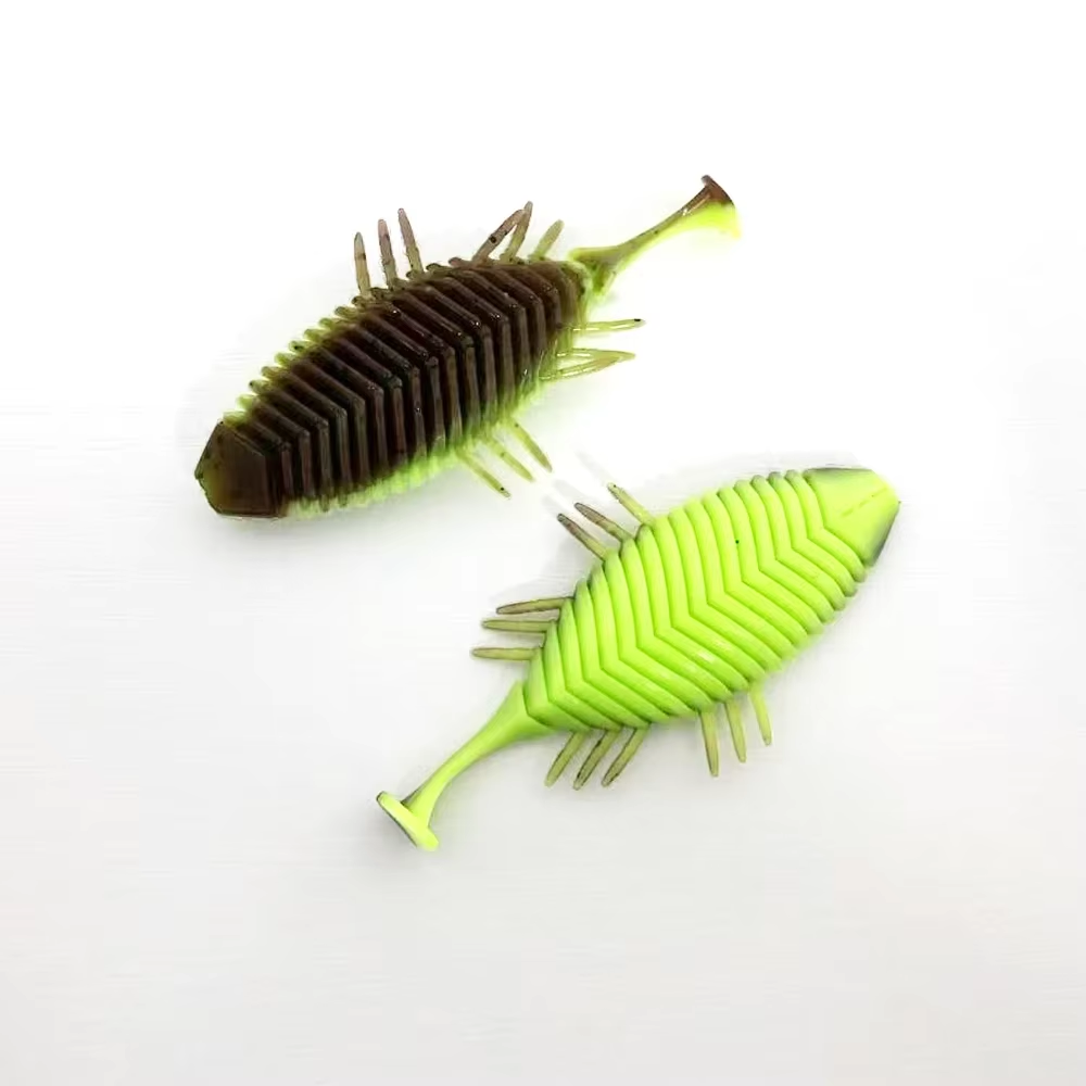 4PCS 7.5cm Sow Bug T-tail, Highly Active Mimicry, Ideal for Finesse Fishing, Slow-sinking & Twitching Action, Soft Lure.