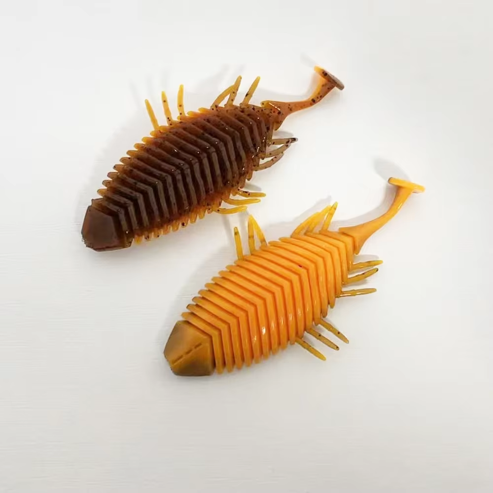 4PCS 7.5cm Sow Bug T-tail, Highly Active Mimicry, Ideal for Finesse Fishing, Slow-sinking & Twitching Action, Soft Lure.