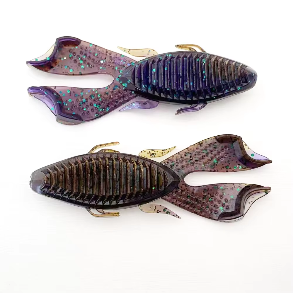 4PCS 9cm Dual-Color Punch Bait | Weedless Realistic Craw Soft Lure for Heavy Cover Bass & Snakehead