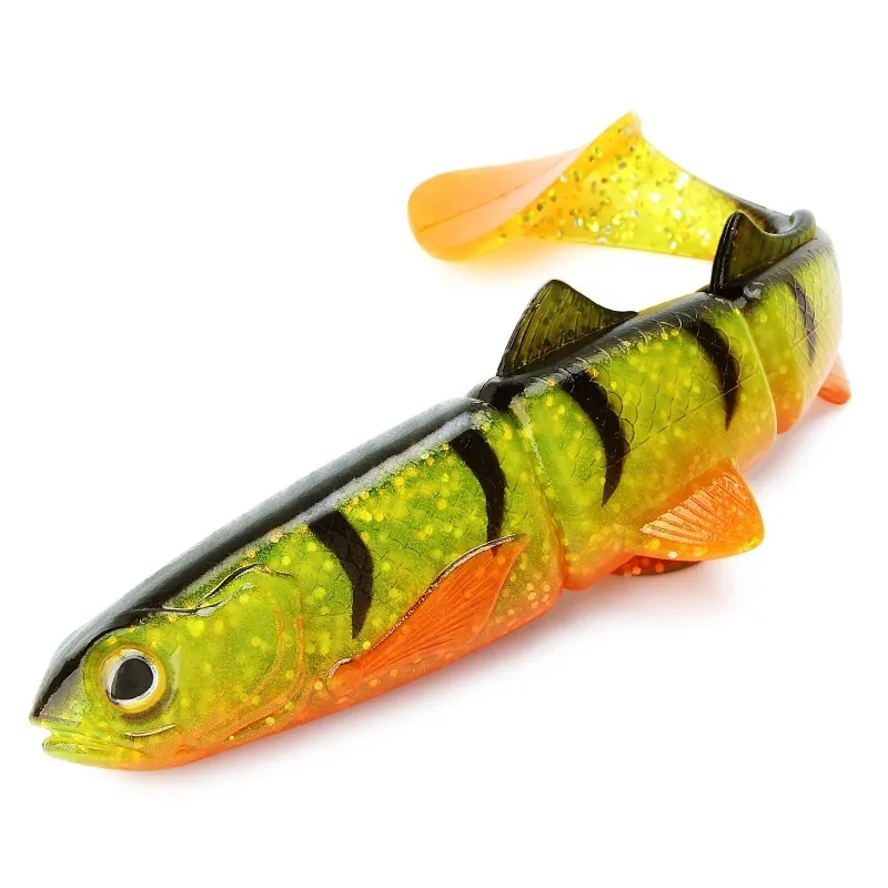 1PC 22cm T-Tail 3-Jointed Soft Swimbait – Slow Sink Long Cast Fishing Lure, Big Paddle Tail Realistic Swimming Action for Pike