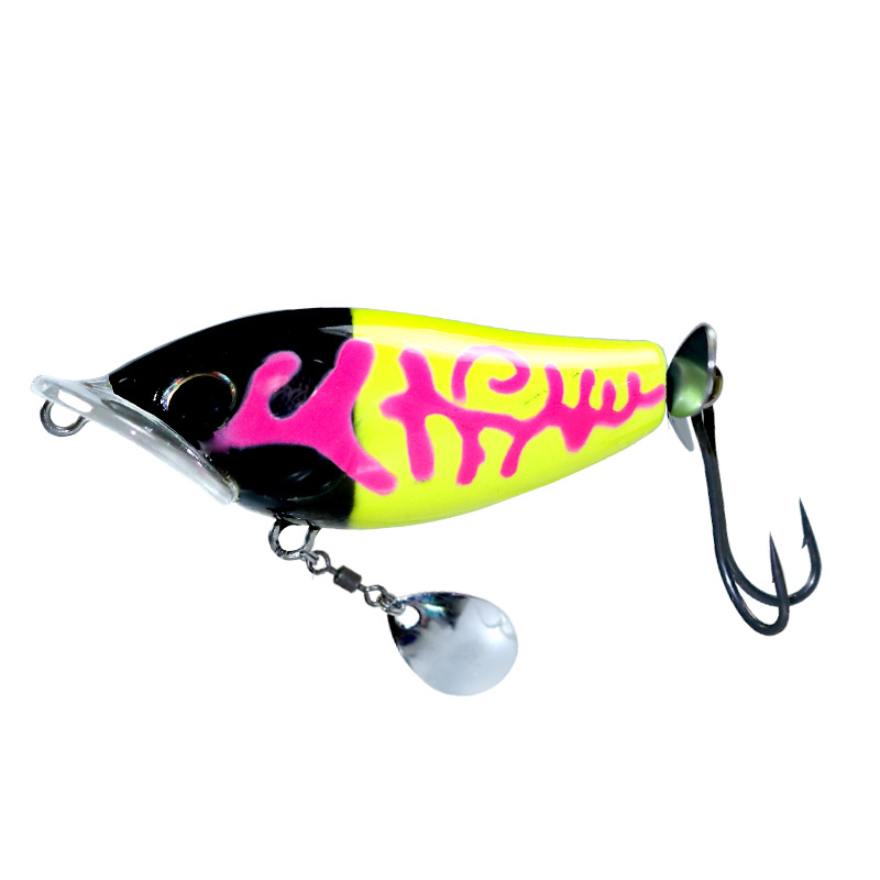 19g Square Mouth Propeller Popper Lure Big Splash Topwater Hard Bait Simulation Floating Fishing Lure for Bass Elopichthys Freshwater Saltwater Angling