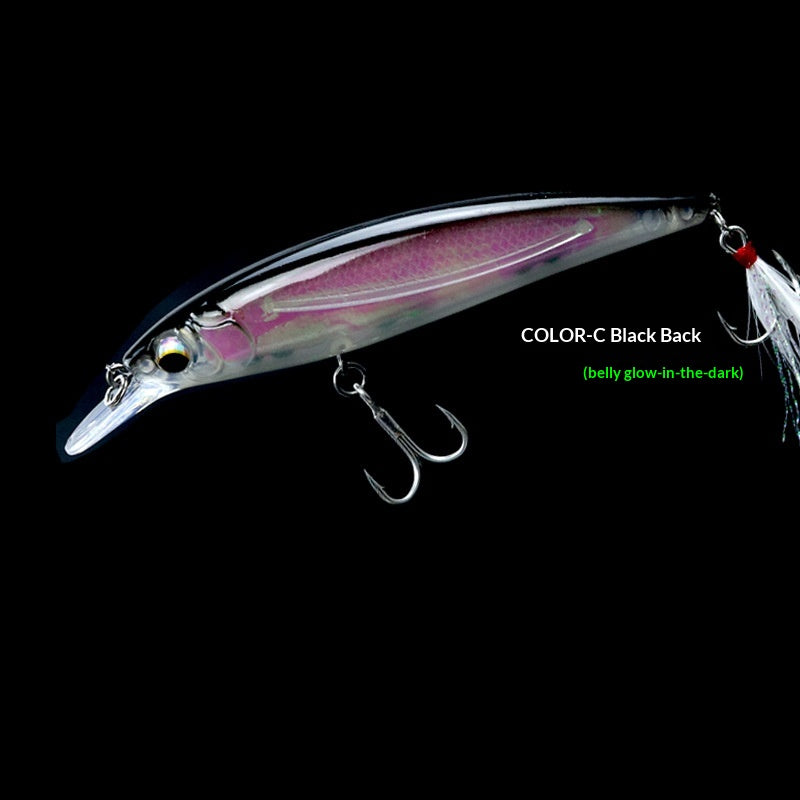 Floating Minnow Lure Built-in Laser Inside Rattle Bead Glow In Dark Artificial Bait Freshwater Saltwater Fishing Lure For Bass Topmouth Culter
