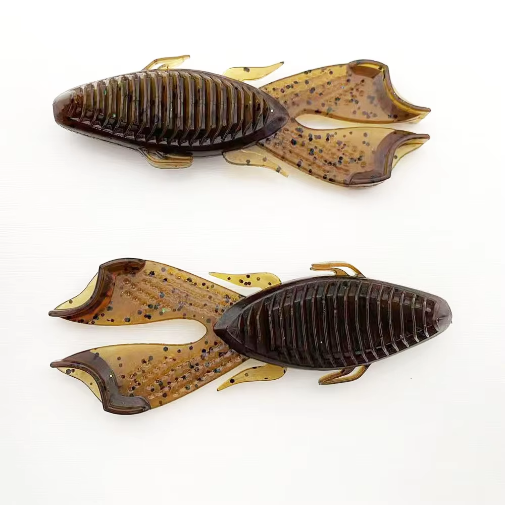 4PCS 9cm Dual-Color Punch Bait | Weedless Realistic Craw Soft Lure for Heavy Cover Bass & Snakehead