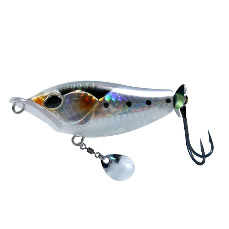 19g Square Mouth Propeller Popper Lure Big Splash Topwater Hard Bait Simulation Floating Fishing Lure for Bass Elopichthys Freshwater Saltwater Angling