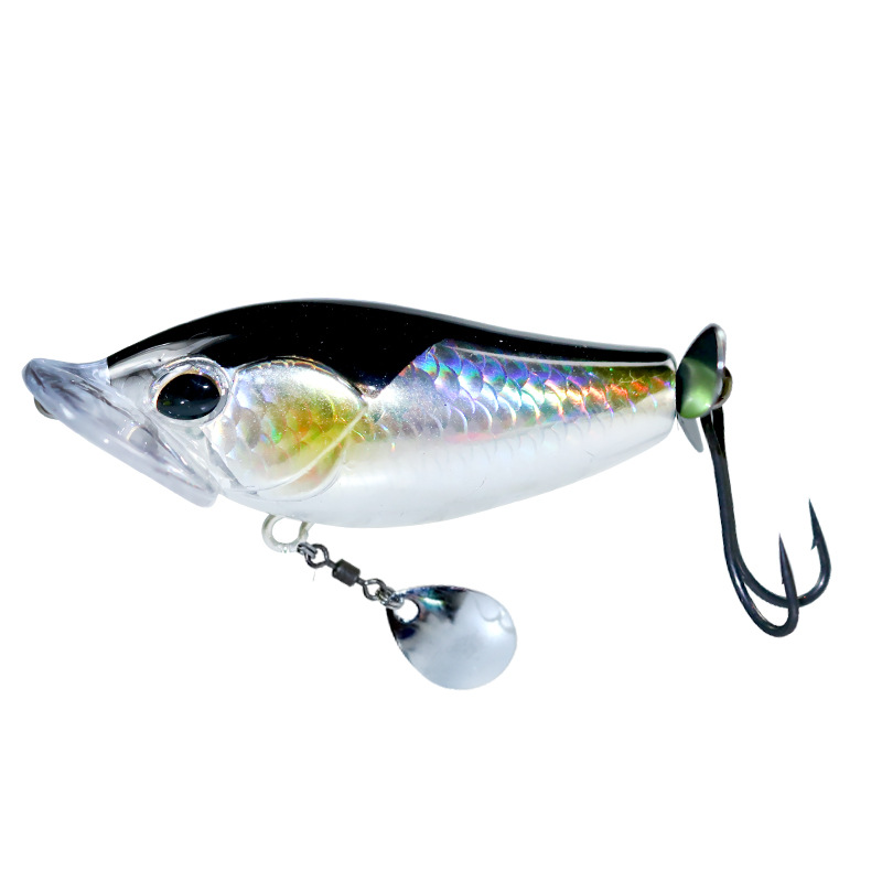 19g Square Mouth Propeller Popper Lure Big Splash Topwater Hard Bait Simulation Floating Fishing Lure for Bass Elopichthys Freshwater Saltwater Angling