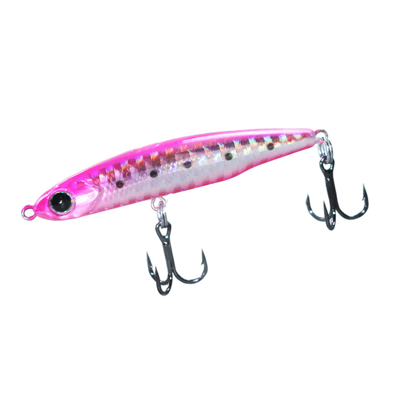 Mini silver fish style sinking pencil lure, micro fishing design, full water layer available, available in 8g and 13g. Long-cast road fishing hard bait, ideal for catching topmouth culter, suitable for all water depths.