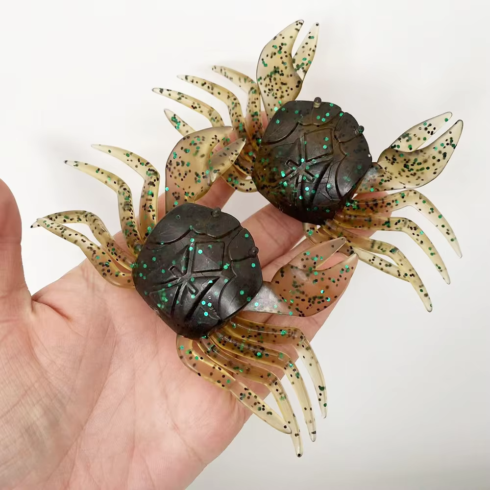 2PCS 12cm Lifelike Crab Soft Lure | Weedless Multi-Purpose Design for Inshore, Surf & Bass Fishing