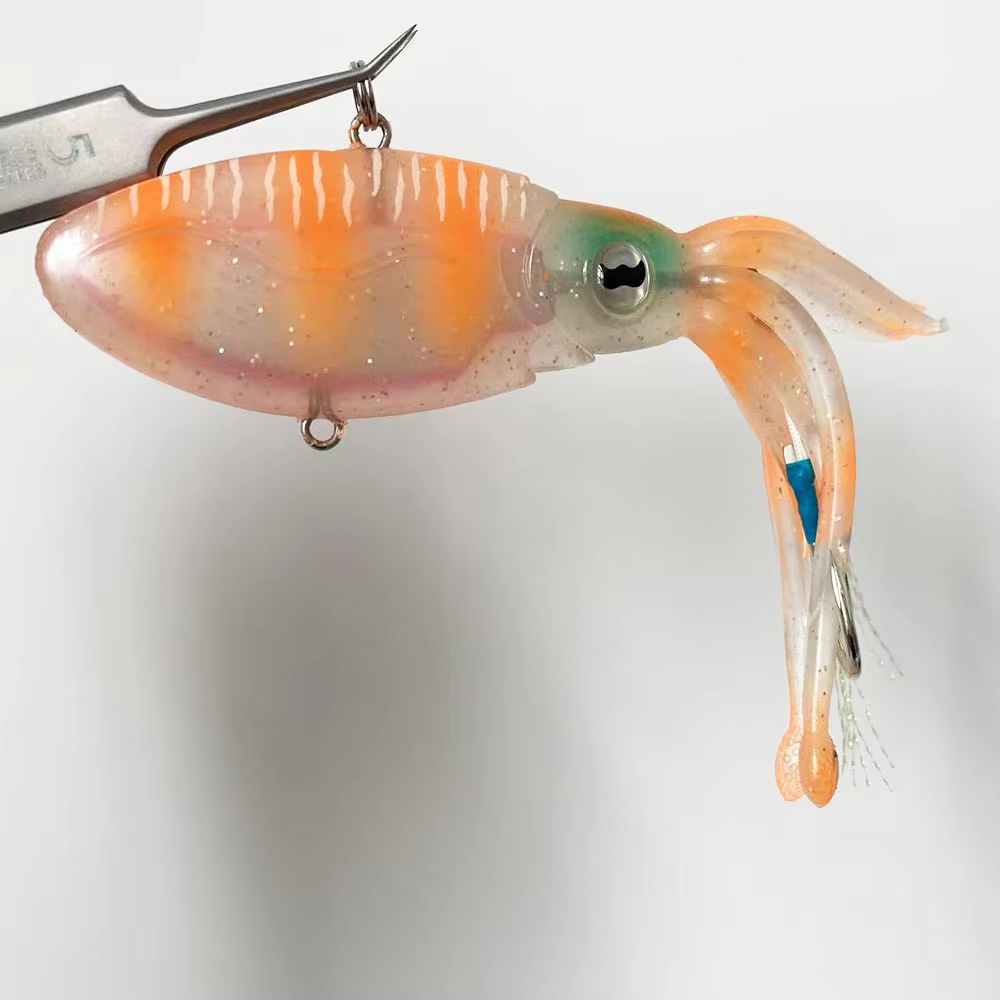 1PC 14.5cm/54g Ultra-Realistic Soft Flat Squid Lure – Tangle-Free Double Hooks, Sinking Bait for Deep Sea Jigging, Squid