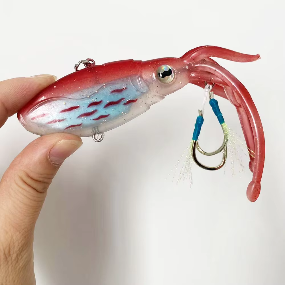 1PC 14.5cm/54g Ultra-Realistic Soft Flat Squid Lure – Tangle-Free Double Hooks, Sinking Bait for Deep Sea Jigging, Squid