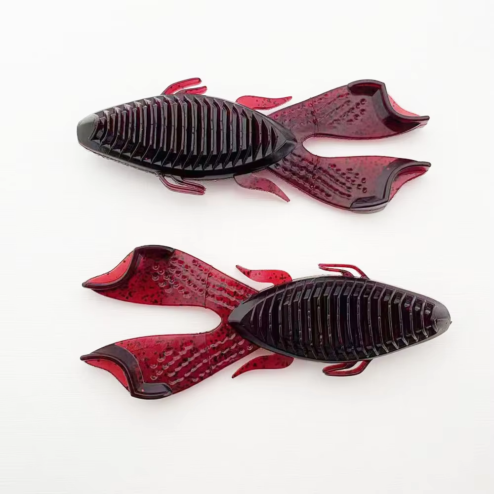 4PCS 9cm Dual-Color Punch Bait | Weedless Realistic Craw Soft Lure for Heavy Cover Bass & Snakehead