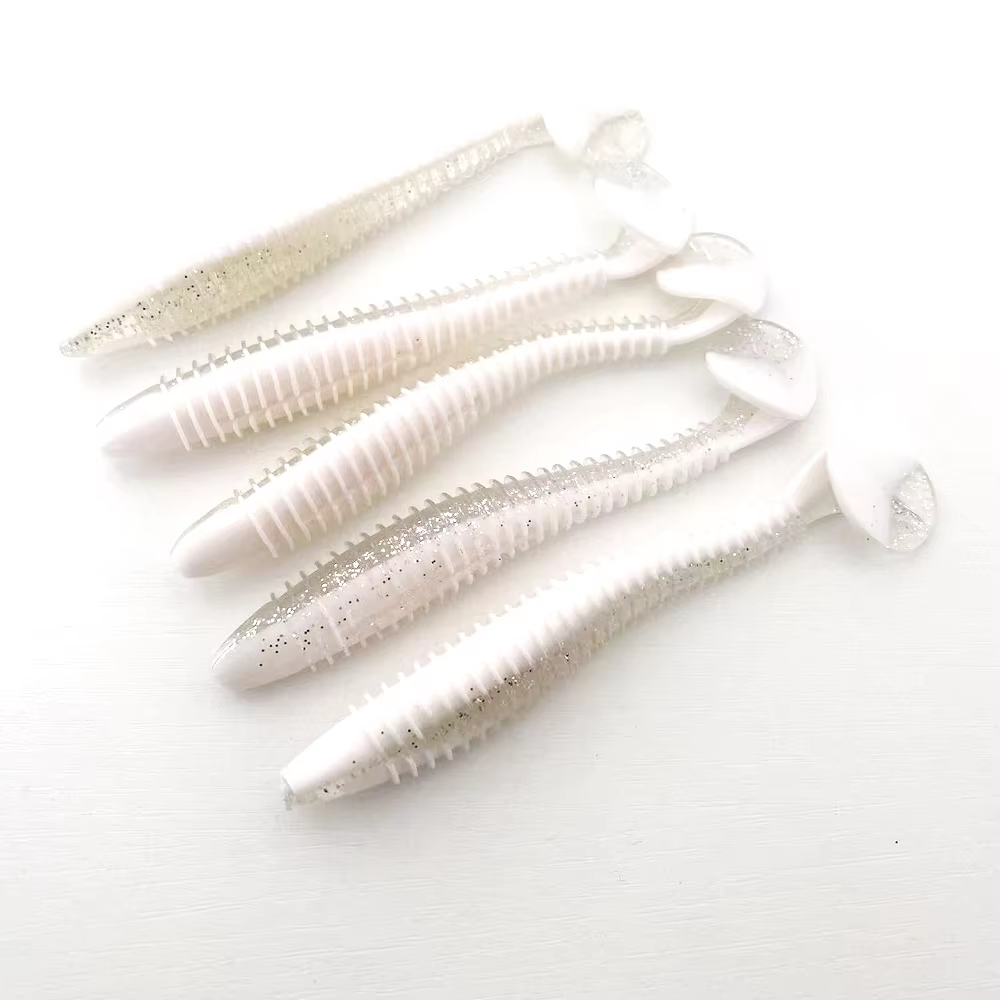 5PCS 12CM Threaded T-Tail Soft Bait | Helical Tail for Vibration & All-Water Level Fishing | Multi-Color Options