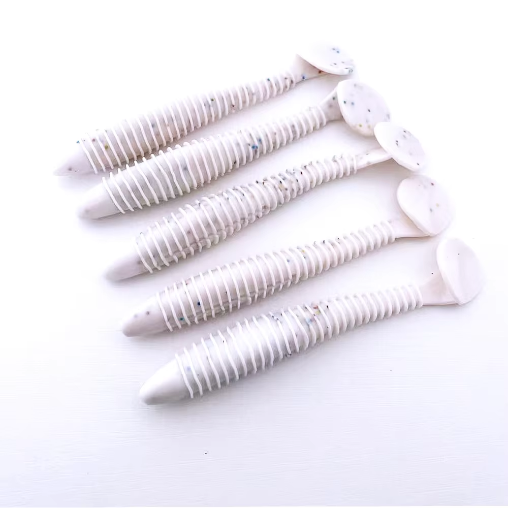 5PCS 12CM Threaded T-Tail Soft Bait | Helical Tail for Vibration & All-Water Level Fishing | Multi-Color Options