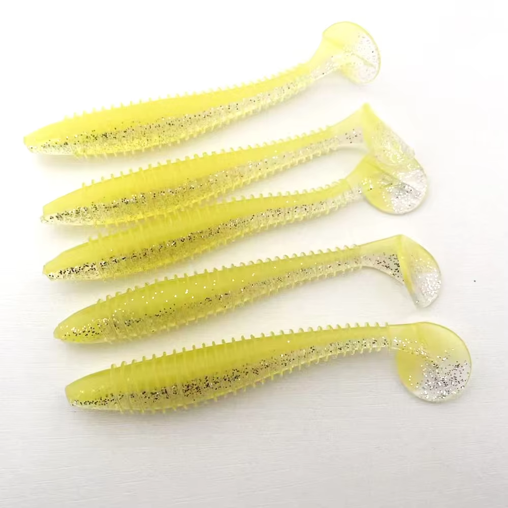 5PCS 12CM Threaded T-Tail Soft Bait | Helical Tail for Vibration & All-Water Level Fishing | Multi-Color Options