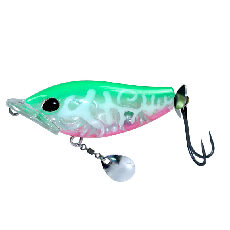 19g Square Mouth Propeller Popper Lure Big Splash Topwater Hard Bait Simulation Floating Fishing Lure for Bass Elopichthys Freshwater Saltwater Angling