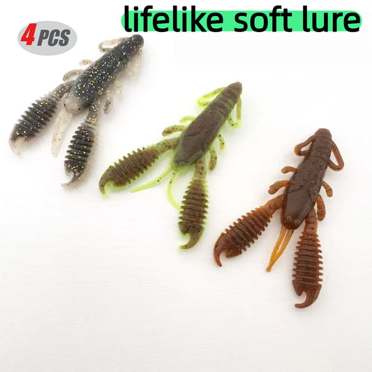 4PCS 8cm Crawfish Soft Bait | Bottom-Bouncing Lure Triggers Strikes | Targets Seabass, Grouper & Redfish