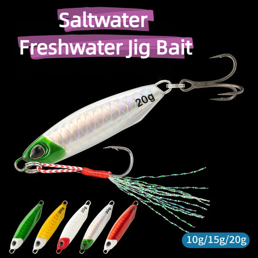1Pcs/5Pcs Shaker Shark Scale Metal Jig 10g/15g/20g Sinking Lure Dual Hook Artificial Hard Bait for Pike Bass Trout