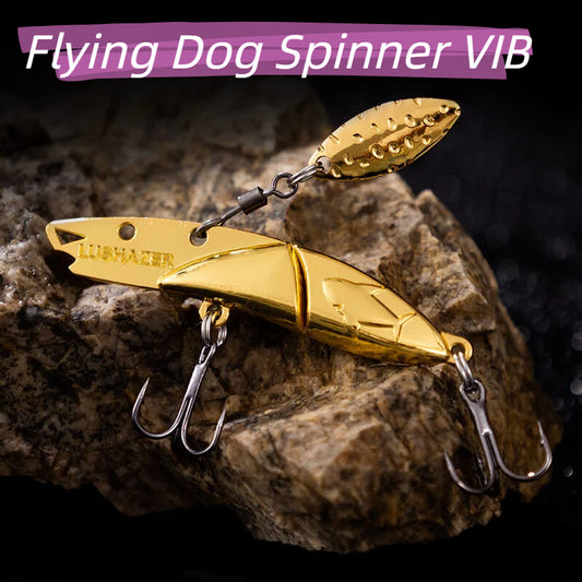 Flying Dog Spinner VIB Lure Metal Rotating Blade Sinking Hard Bait Long Casting Fresh Saltwater Fishing Bait