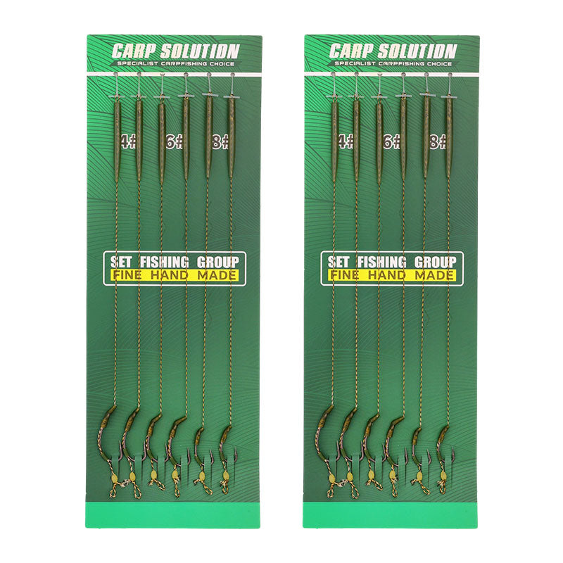 6-Piece Combination Set Carp Fishing Line Combination with Hooks and Accessories 4 #X2PCS 6 #X2PCS 8 #X2PCS